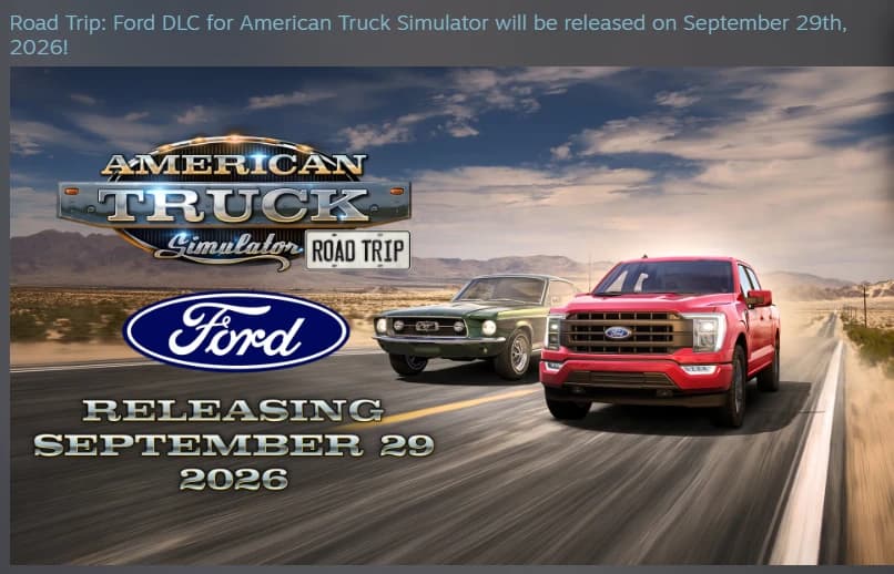Three Ford vehicles driving on a road with mountains in the background.