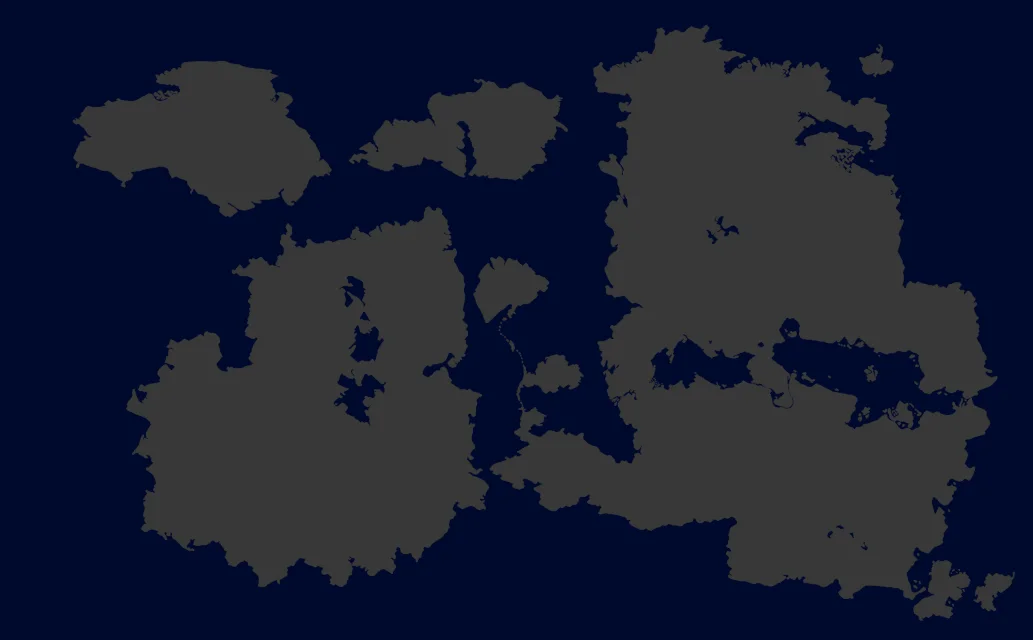 A dark grey silhouette of several landmasses against a dark blue background.