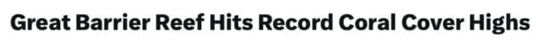 a news headline about the Great Barrier Reef